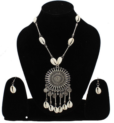 Shining Angel Oxidised Silver Silver Silver, White Jewellery Set(Pack of 1)