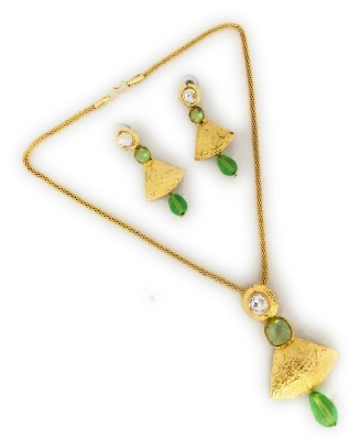 Preet Art Jewellery Metal, Crystal, Plastic Gold-plated Green, Gold Jewellery Set(Pack of 1)