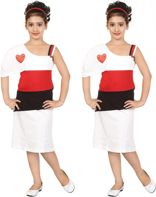 DISPATCHED Girls Below Knee Party Dress(Multicolor, Half Sleeve)