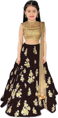Harshiv Creation Girls Lehenga Choli Ethnic Wear Embroidered Ghagra, Choli, Dupatta Set(Blue, Pack of 1)