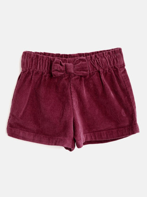 GINI JONY Short For Girls Casual Solid Cotton BlendMaroon Pack of 1