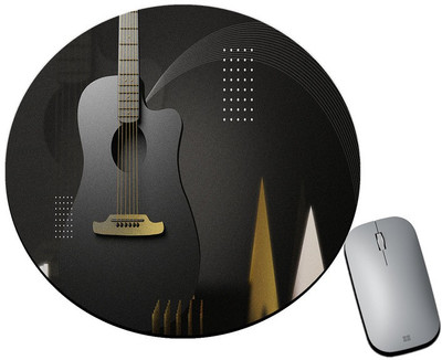 BLISSart Mousepad For Laptops Computer Gaming Mouse Pad HD Printed-Modern Guitar Image Mousepad(Round)