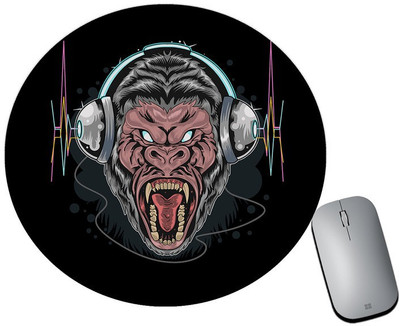 BLISSart Mousepad For Laptops Computer Gaming Mouse Pad HD Printed-Music Love Ape Mousepad(Round)
