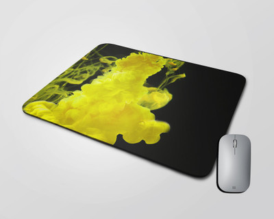 BLISSart Mousepad For Laptops Computer Gaming Mouse Pad HD Printed-Yellow Flower Smoke Non Slip Base Mousepad(Black, Yellow)