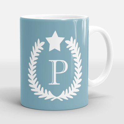 Sublikraft Letter P With Star Printed Ceramic Coffee Mug(330 ml)