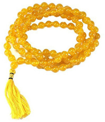 Shree Rudra Yellow Agate Mala (Yellow Hakeek) 108+1 Beads Agate Stone Chain