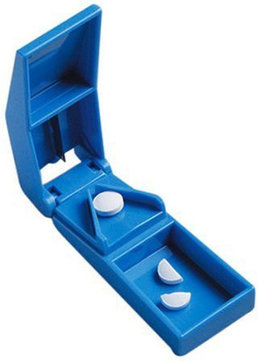 ADITYA Pill Cutter with Splitter Divide Safe Storage Compartment Box AE_02 Manual Pill Cutter(Blue)