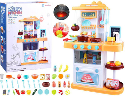 JENY FEB Kids 43-Piece Realistic Lights & Sounds Toy Kitchen Set for Girls