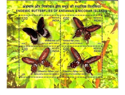 Phila Hub 2008-Endemic Butterflies of Andaman & Nicobar Islands MINIATURE SHEET MNH Condition Stamps(4 Stamps)