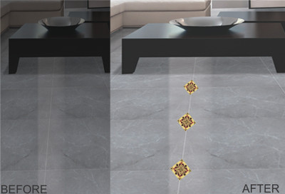 Saiii Designs 7.62 cm Floor sticker (16 pcs)_SDFS15 Size :- (8cm x 8cm) Self Adhesive Sticker(Pack of 16)