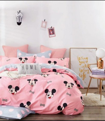 LOXICA 350 TC Cotton Queen Cartoon Flat Bedsheet(Pack of 1, Pink)