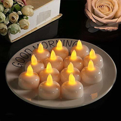 Aalekhee Flameless Sensor Waterproof Candle Lamp Float On Water Led Plastic Floating Tea Lights | Electric Candle Lights for Decoration | Diwali Lights - (Pack of 12, White) Candle(Yellow, Pack of 12)