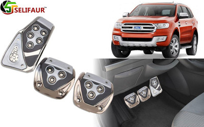 Selifaur P4S77 - 3 Pcs Silver Non-Slip Manual Car Pedals kit Pad Covers Set Car Pedal