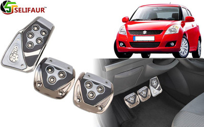 Selifaur P4S231 - 3 Pcs Silver Non-Slip Manual Car Pedals kit Pad Covers Set Car Pedal
