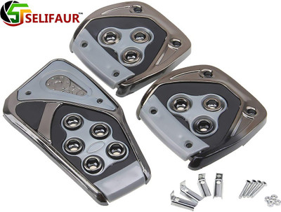 Selifaur P4S393 - 3 Pcs Silver Non-Slip Manual Car Pedals kit Pad Covers Set Car Pedal