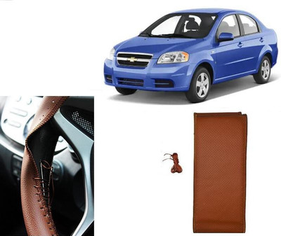 arneja trading company Hand Stiched Steering Cover For Chevrolet Aveo(Tan, Leatherite)
