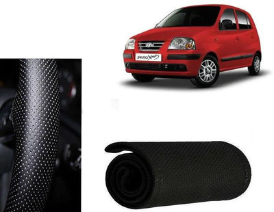arneja trading company Hand Stiched Steering Cover For Hyundai Santro Xing(Black, Leatherite)
