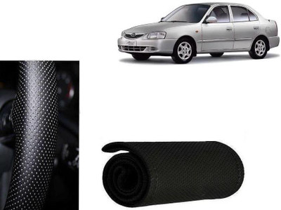 arneja trading company Hand Stiched Steering Cover For Hyundai Accent(Black, Leatherite)