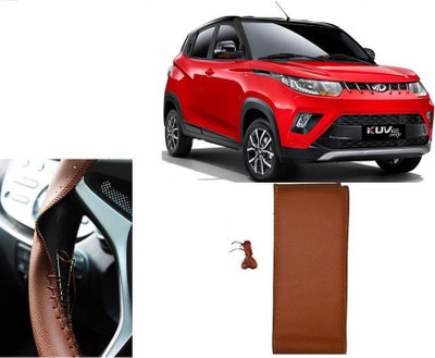 arneja trading company Hand Stiched Steering Cover For Mahindra KUV 100(Tan, Leatherite)