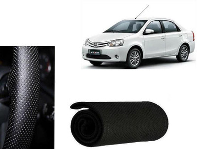 arneja trading company Hand Stiched Steering Cover For Toyota Etios(Black, Leatherite)