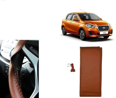 arneja trading company Hand Stiched Steering Cover For Datsun Go(Tan, Leatherite)