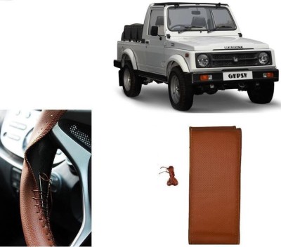 arneja trading company Hand Stiched Steering Cover For Maruti Gypsy King(Tan, Leatherite)