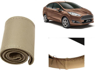 arneja trading company Hand Stiched Steering Cover For Ford New Fiesta(Beige, Leatherite)