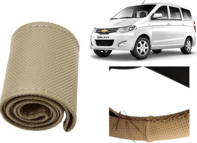 arneja trading company Hand Stiched Steering Cover For Chevrolet Enjoy(Beige, Leatherite)
