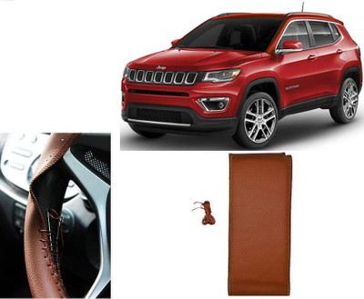 arneja trading company Hand Stiched Steering Cover For Mahindra Jeep(Tan, Leatherite)