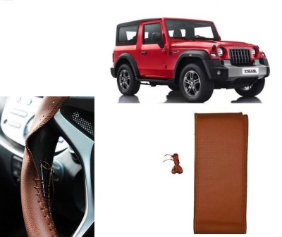 arneja trading company Hand Stiched Steering Cover For Mahindra Thar(Tan, Leatherite)