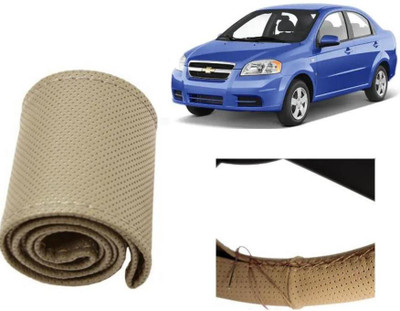 arneja trading company Hand Stiched Steering Cover For Chevrolet Aveo(Beige, Leatherite)