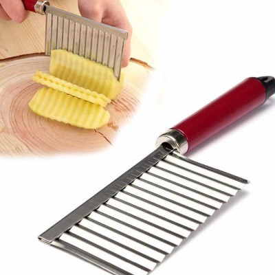 HARI KRISHNA Vegetable Salad Chopping Knife Crinkle Cutters, Crinkle Cutting Tool French Fry Slicer Stainless Steel Blade Potato Cutter Wavy Crinkle French Fry Slicer Fruit Salad Designer Knife Vegetable & Fruit Grater & Slicer(1)