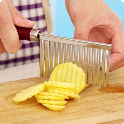 HFX Crinkle Cut Knife Potato Chip Cutter With Wavy Blade French Fry Cutter Potato Slicer(1pcs crinkle cutter)