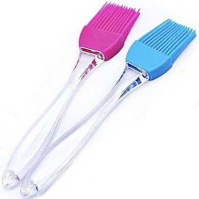glanz Big Silicon Oil Brush / Pastry Brush For Barbeque, Tandoor, Grilling, Basting, Baking, Cooking, Glazing (Pack Of 2) Multicolor Silicon Flat Pastry Brush(Pack of 2)
