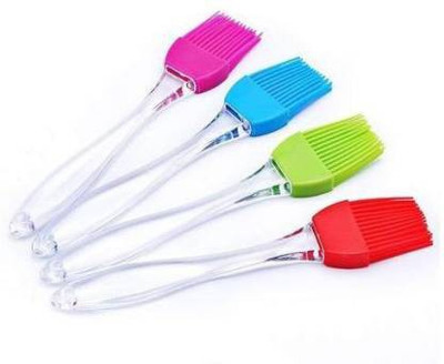 Yug Enterprise Silicone Non-Sticky Spatula and Oil Brush Reusable Kitchen Set for Cooking Multicolor (Set of 4) Silicon Flat Pastry Brush(Pack of 4)