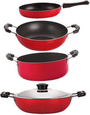 NIRLON FP10_KD13_DKD(J)_CS24 Non-Stick Coated Cookware Set(PTFE (Non-stick), Aluminium, 4 - Piece)
