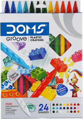 DOMS Groove Plastic Crayon 24 Shades(Set of 1, Multicolor)
