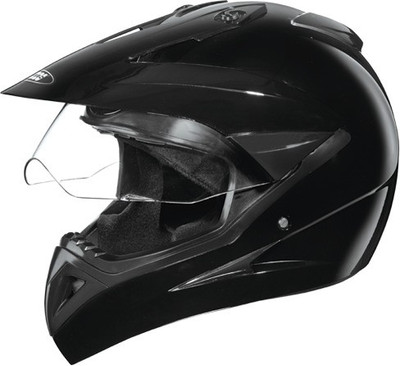 STUDDS MOTOCROSS PLAIN WITH VISOR FULL FACE -L Motorbike Helmet(Black)