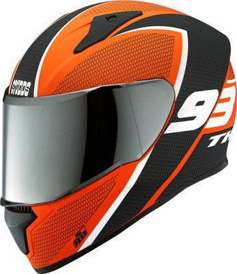 STUDDS THUNDER D3 FULL FACE WITH MIRROR VISOR Motorbike Helmet(Matt Orange)