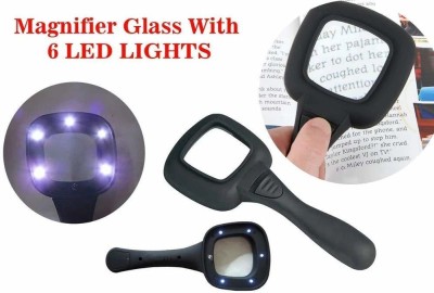 Hoaxer Optical Grade Magnifying Glass with 6 LED Lights 3X Magnifying glass(Black)