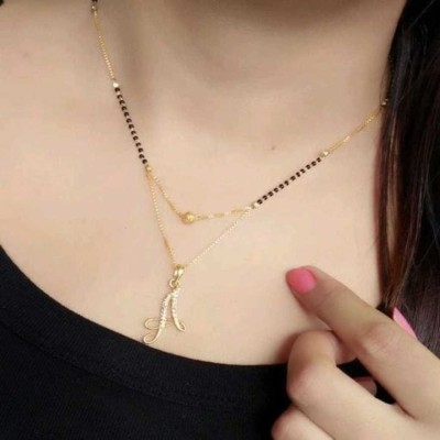 SATJEWEL Excellent Finished A Letter Diamond For Women's Alloy Mangalsutra