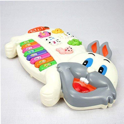 Toyvala SUPER ELEGANT RABBIT SHAPED MUSICAL PIANO EYE CATCHING DESIGNED TOY WITH 3 MODES OF ANIMAL SOUNDS WITH EIGHT PIANO KEYS, SIX ANIMAL SOUND KEYS, AMAZING FLASHING LIGHTS & WONDERFUL MUSIC(Multicolor)