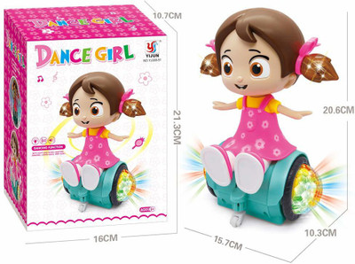 mega shine 360 Degree Rotating Musical Dancing Girl Toy with Flashing Lights(Multicolor)