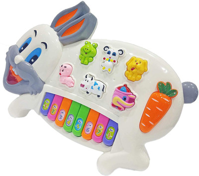 SALEOFF Elegant RABBIT SHAPED MUSICAL PIANO EYE CATCHING DESIGNED TOY WITH 3 MODES OF ANIMAL SOUNDS WITH EIGHT PIANO KEYS, SIX ANIMAL SOUND KEYS, AMAZING FLASHING LIGHTS & WONDERFUL MUSIC(Multicolor)
