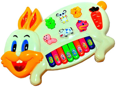 Toyvala Gorgeous RABBIT SHAPED MUSICAL PIANO EYE CATCHING DESIGNED TOY WITH 3 MODES OF ANIMAL SOUNDS WITH EIGHT PIANO KEYS, SIX ANIMAL SOUND KEYS, AMAZING FLASHING LIGHTS & WONDERFUL MUSIC(Multicolor)