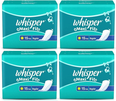 Whisper Maxi Fit Regular 15 +15+15+15 Wings Sanitary Pad(Pack of 4)