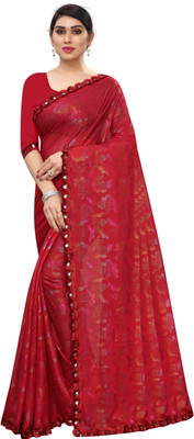 RJB Printed Bollywood Silk Blend Saree(Red)