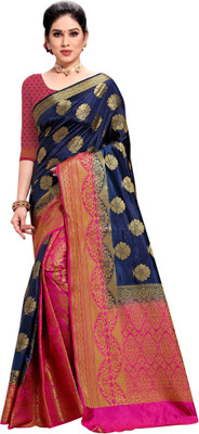 Devkinanndan Woven Kanjivaram Nylon Saree(Dark Blue)