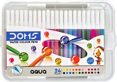 DOMS Aqua 24 Shades Watercolor Unique Push Resistant Soft Nib Sketch Pens(Set of 1, Multicolor)