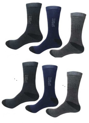 RUAAVI Men & Women Solid Mid-Calf/Crew(Pack of 6)